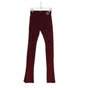 Arketype burgundy distressed flare stacked jeans size 28
